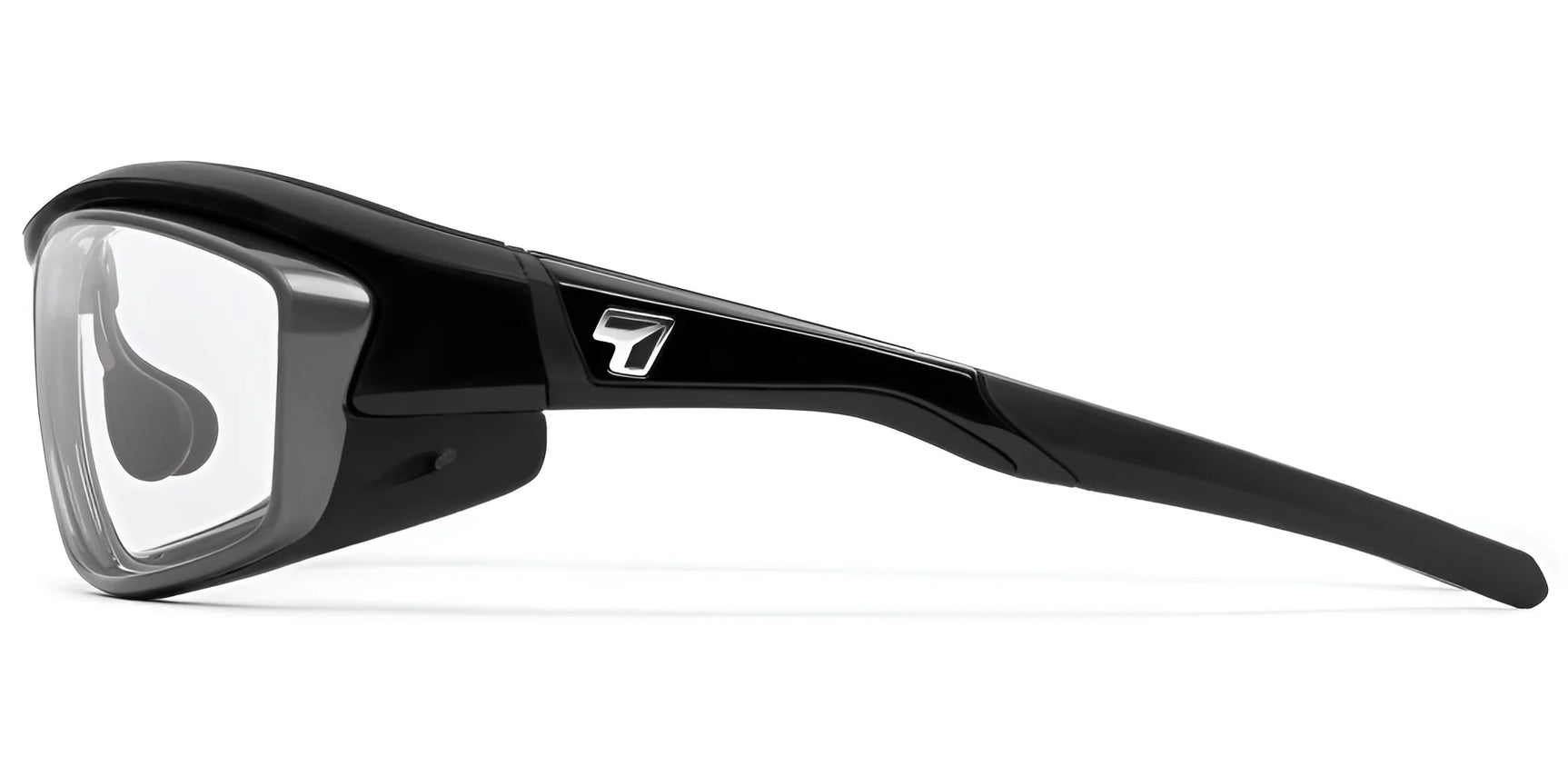 Side view of 7eye Rocker Sunglasses by 7eye features a sleek aerodynamic design with clear, shatter-resistant lenses. Ideal for medium/large faces, they offer style and UVA/UVB protection. Side view of 7eye Rocker Sunglasses by 7eye features a sleek aerodynamic design with clear, shatter-resistant lenses. Ideal for medium/large faces, they offer style and UVA/UVB protection.