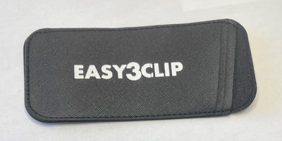 The EasyClip black fabric case, labeled with "EASY3CLIP" in white text, is perfect for storing your EasyClip magnetic clip-on sunglasses.
