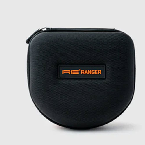 Black hard-shell case with orange "RE Ranger" logo on the front, designed to protect your RE Ranger XLW Shooting Glasses—ideal for sport shooting enthusiasts. Shown against a plain light background. Black hard-shell case with orange "RE Ranger" logo on the front, designed to protect your RE Ranger XLW Shooting Glasses—ideal for sport shooting enthusiasts. Shown against a plain light background.