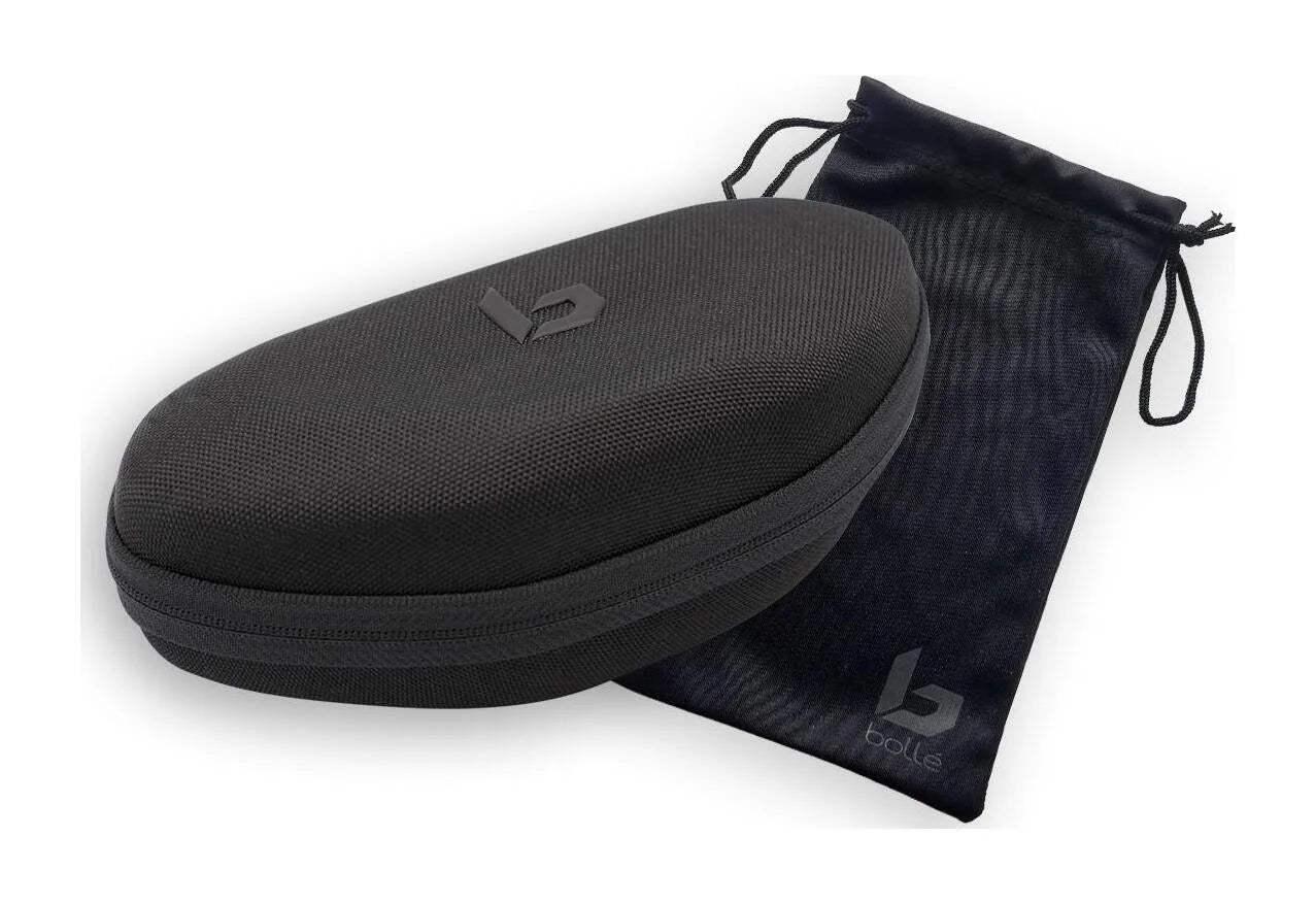 A black zippered eyeglass case and a drawstring pouch, both with Bolle’s “b” logo—perfect for storing Bolle ASCENDER Sunglasses | Size 51 or photochromic lens eyewear. A black zippered eyeglass case and a drawstring pouch, both with Bolle’s “b” logo—perfect for storing Bolle ASCENDER Sunglasses | Size 51 or photochromic lens eyewear.