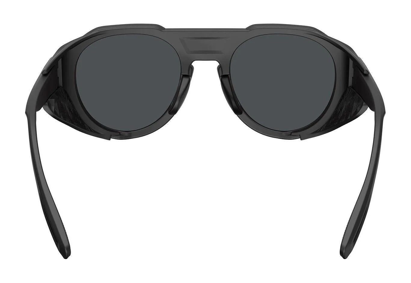 The Bolle ASCENDER Sunglasses | Size 51 are black wraparound shades with dark lenses and removable side shields, shown from the back with the arms open. The Bolle ASCENDER Sunglasses | Size 51 are black wraparound shades with dark lenses and removable side shields, shown from the back with the arms open.