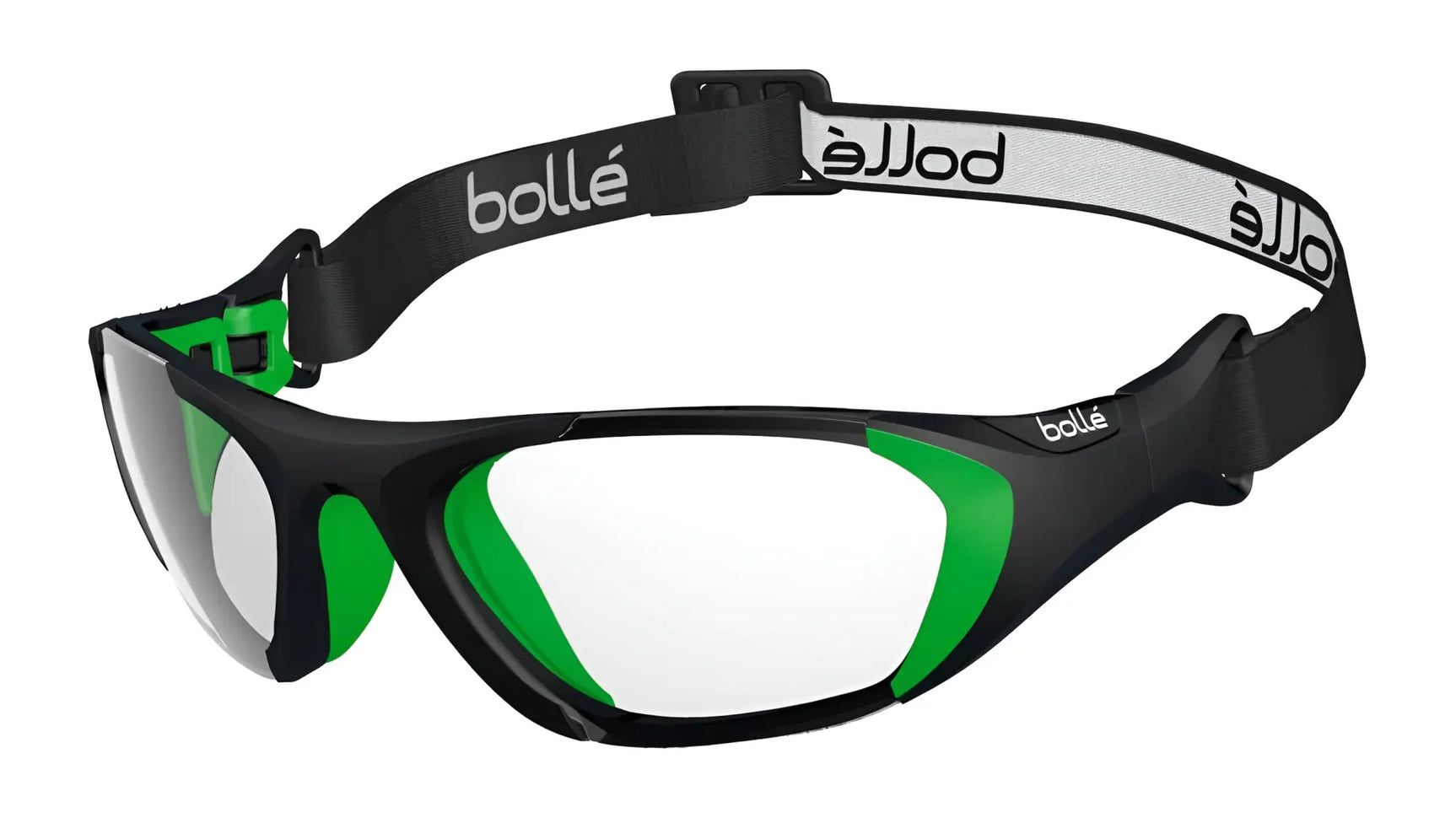 Bolle BALLER Strap Safety Glasses Black Green Matte / Clear PC Platinum Bolle BALLER Strap Safety Glasses Black Green Matte / Clear PC Platinum