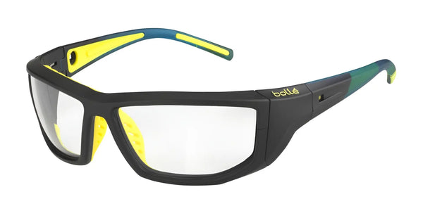 Bolle PLAYOFF Safety Glasses | Size 64 / Black Orange Matte / Photochromic PC Flash Fire AF