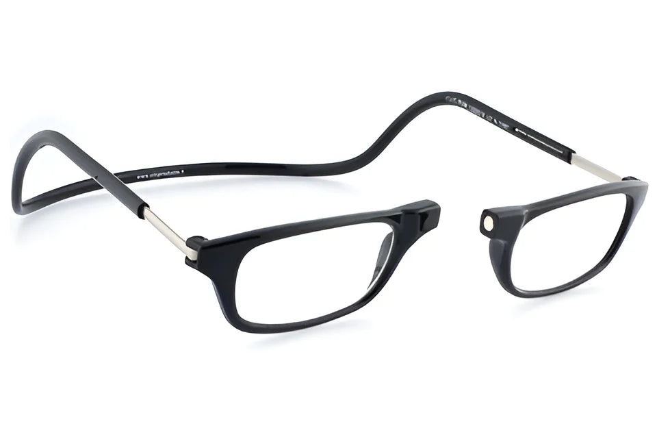 The Clic Readers ORIGINAL Eyeglasses from Clic Readers feature a sleek black rectangular frame with a flexible hinge at the bridge, enabling the lenses to fold inwards. This stylish and functional eyewear offers a lightweight and durable design that is perfect for everyday use. The Clic Readers ORIGINAL Eyeglasses from Clic Readers feature a sleek black rectangular frame with a flexible hinge at the bridge, enabling the lenses to fold inwards. This stylish and functional eyewear offers a lightweight and durable design that is perfect for everyday use.