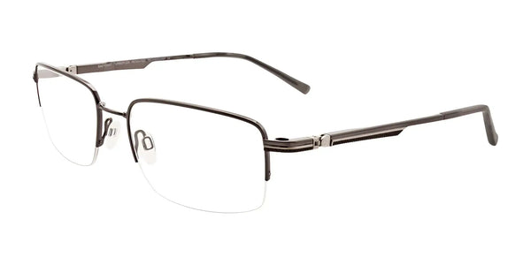 Clip & Twist CT214 Eyeglasses with Clip-on Sunglasses | Size 57 / Satin Dark Grey & Silver
