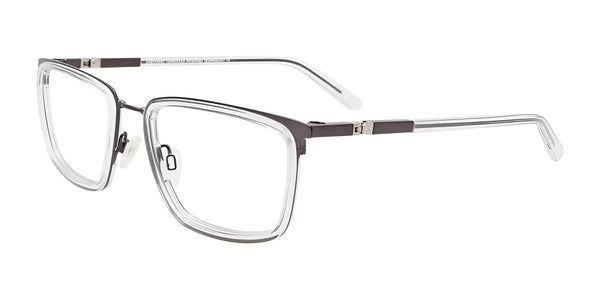 Clip & Twist CT272 Eyeglasses with Clip-on Sunglasses | Size 54 / Crystal & Matt Dark Grey