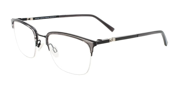 Clip & Twist CT276 Eyeglasses with Clip-on Sunglasses | Size 52 / Black & Grey Striped