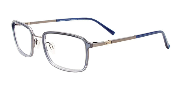 Clip & Twist CT279 Eyeglasses with Clip-on Sunglasses | Size 53 / Cryst Gr & Steel