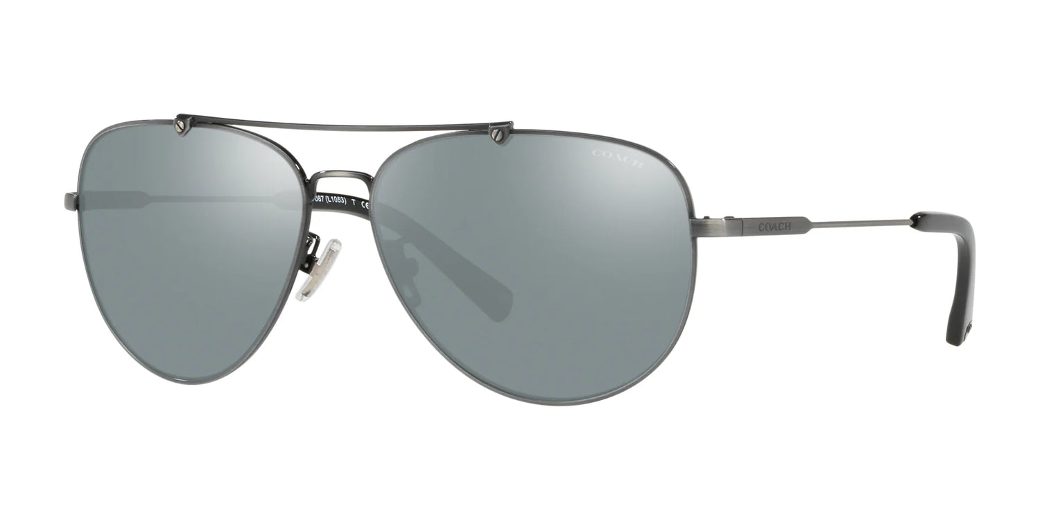 Coach L1053 HC7087 Sunglasses Antique Silver / Blue Silver Mirror Coach L1053 HC7087 Sunglasses Antique Silver / Blue Silver Mirror