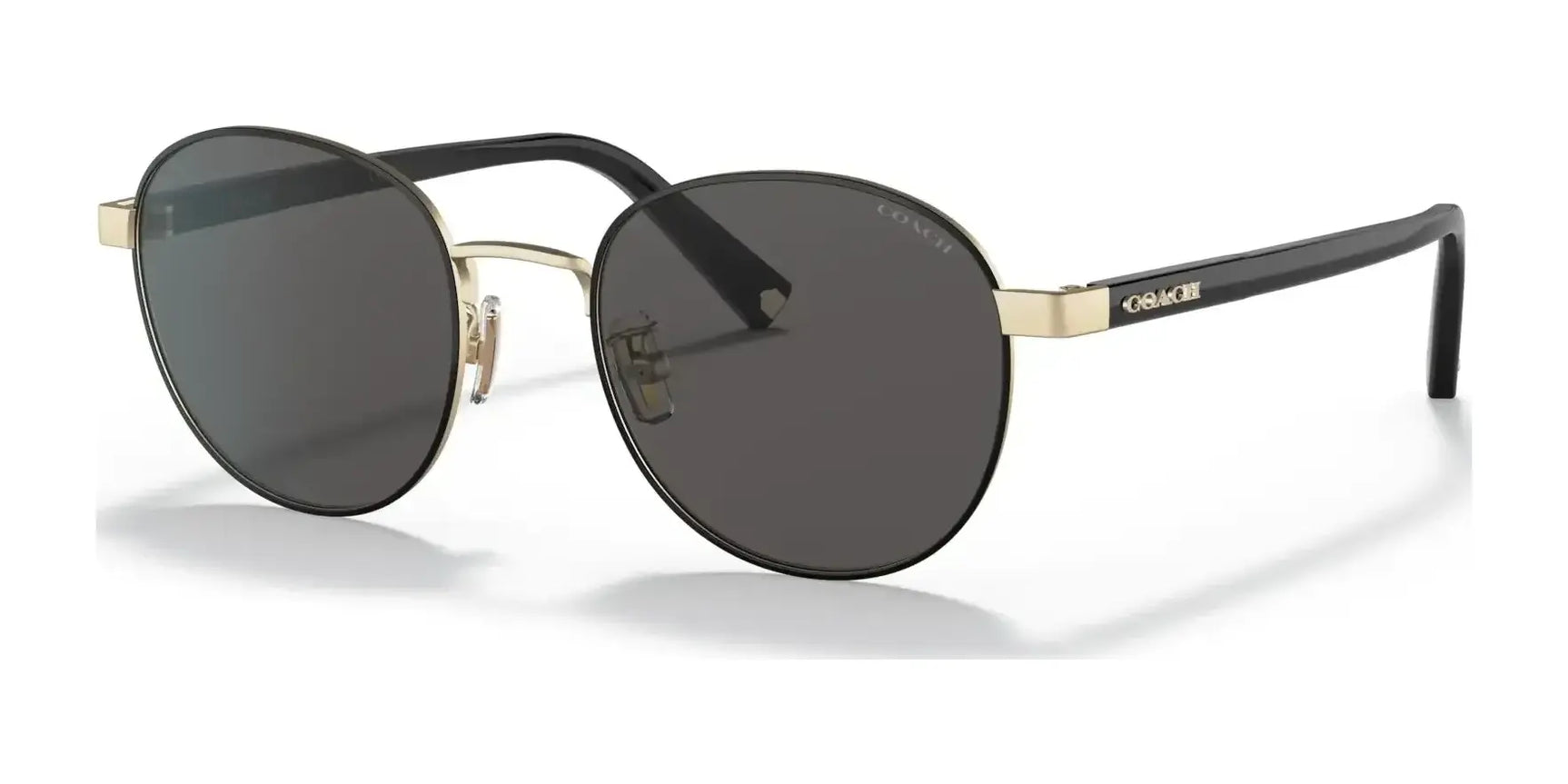 Coach C6195 HC7131 Sunglasses Light Gold / Black / Dark Grey Solid Coach C6195 HC7131 Sunglasses Light Gold / Black / Dark Grey Solid