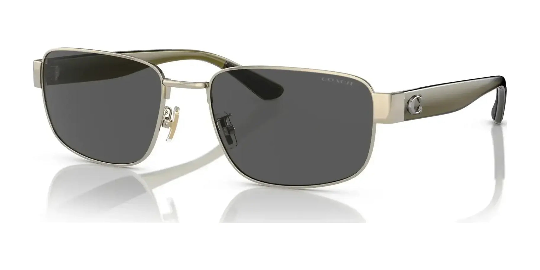 Coach CH579 HC7149 Sunglasses Shiny Light Gold / Grey Solid Coach CH579 HC7149 Sunglasses Shiny Light Gold / Grey Solid