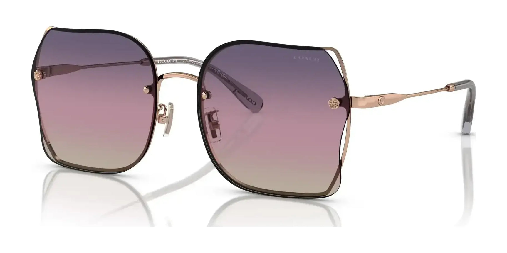 Coach CH574 HC7150D Sunglasses Shiny Rose Gold / Purple Pink Peach Gradient Coach CH574 HC7150D Sunglasses Shiny Rose Gold / Purple Pink Peach Gradient