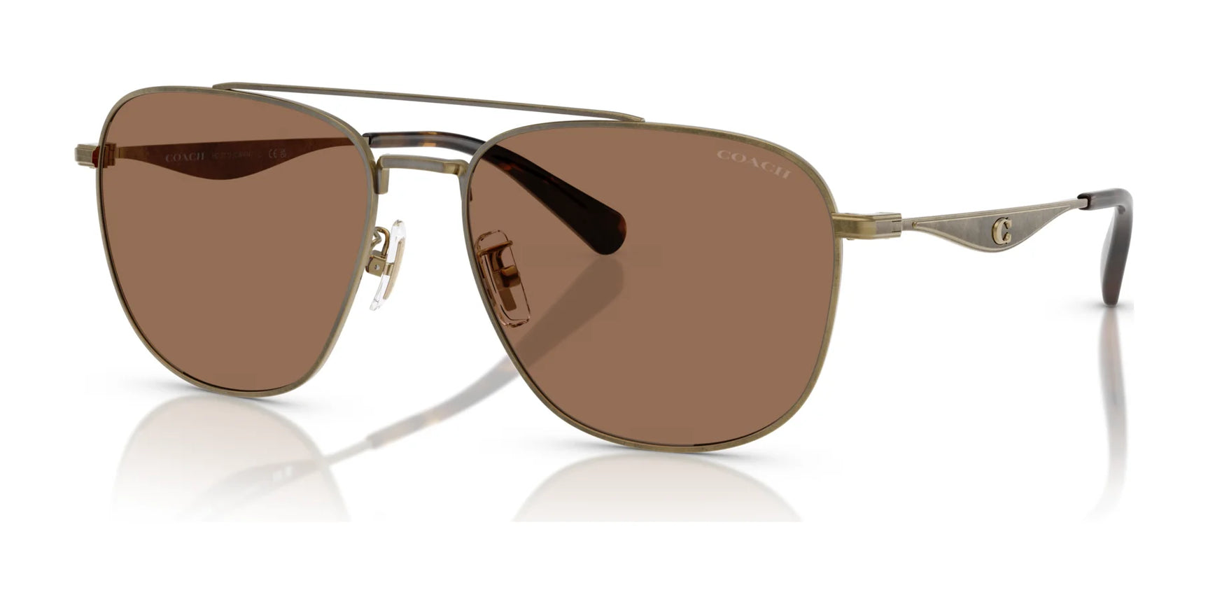 Coach CW404 HC7172 Sunglasses Antique Gold / Brown Solid Coach CW404 HC7172 Sunglasses Antique Gold / Brown Solid