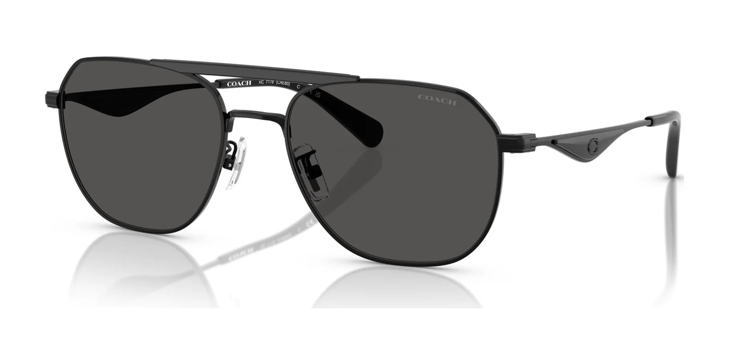 Coach CAE80 HC7178 Sunglasses Satin Black / Black / Grey Solid Coach CAE80 HC7178 Sunglasses Satin Black / Black / Grey Solid