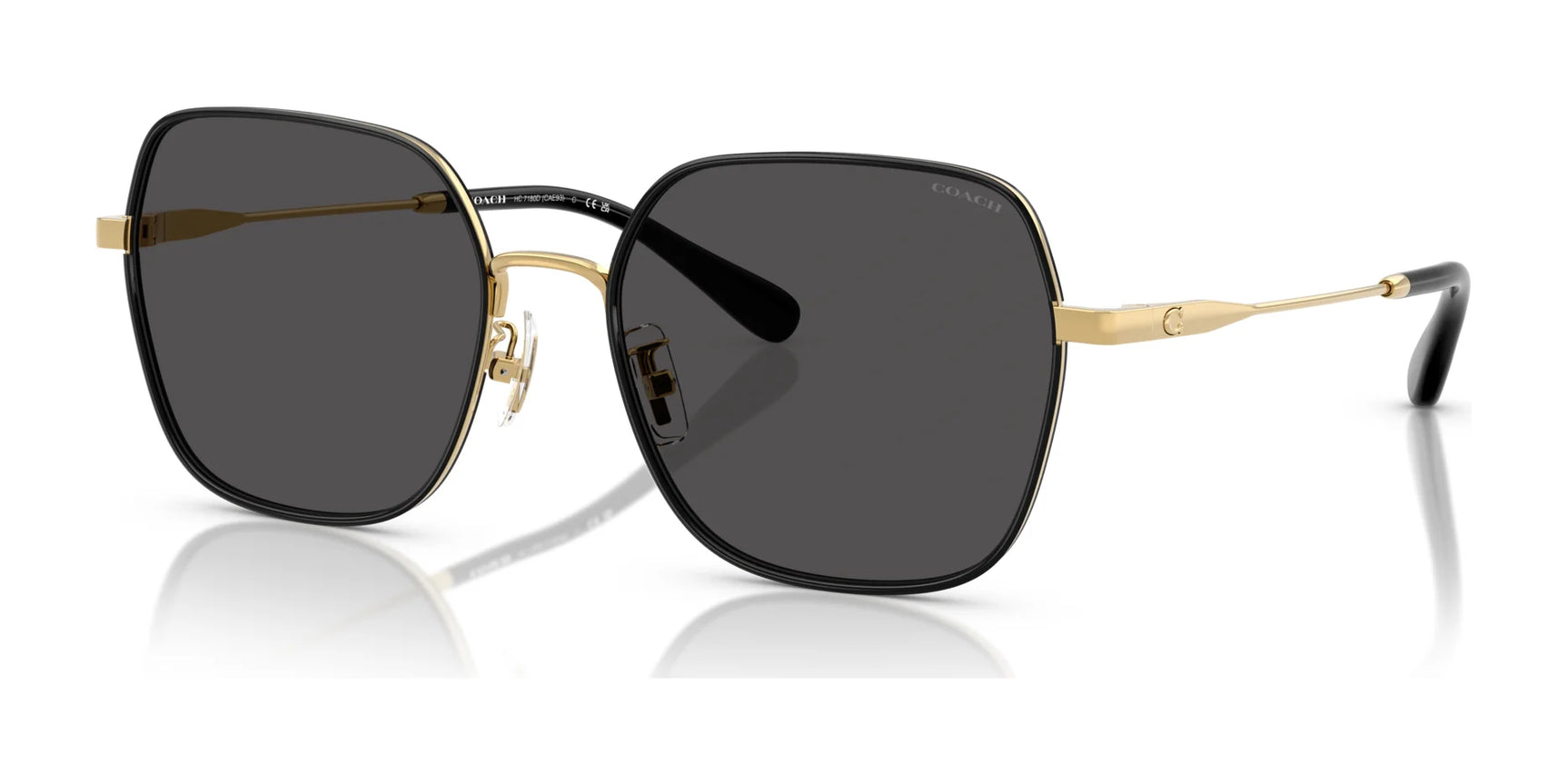 Coach CAE93 HC7180D Sunglasses Shiny Gold / Black / Grey Solid Coach CAE93 HC7180D Sunglasses Shiny Gold / Black / Grey Solid