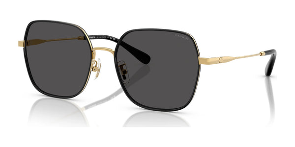 Coach CAE93 HC7180D Sunglasses | Size 57 / Shiny Gold/Black / Grey Solid (3N 10%) №946687