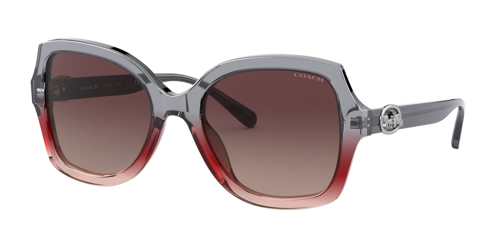 Coach L1140 HC8295F Sunglasses Grey Burgundy Gradient / Burgundy Grey Gradient Coach L1140 HC8295F Sunglasses Grey Burgundy Gradient / Burgundy Grey Gradient