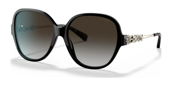 Coach L1159 HC8303BF Sunglasses | Size 57 / Solid Black №50028G / Gray (3N 13.2%)