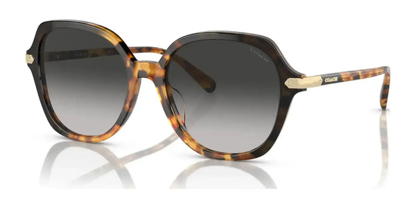 Coach CL925 HC8377U Sunglasses | Size 55 / Honey Tortoise Black Gradient / Grey Gradient (3N 14.8%) №577613