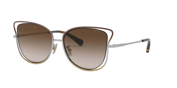 Coach L1108 HC7106 Sunglasses / Brown Silver Gold Gradient №933913 / Smoke Gradient (3N 16%) / Size 55