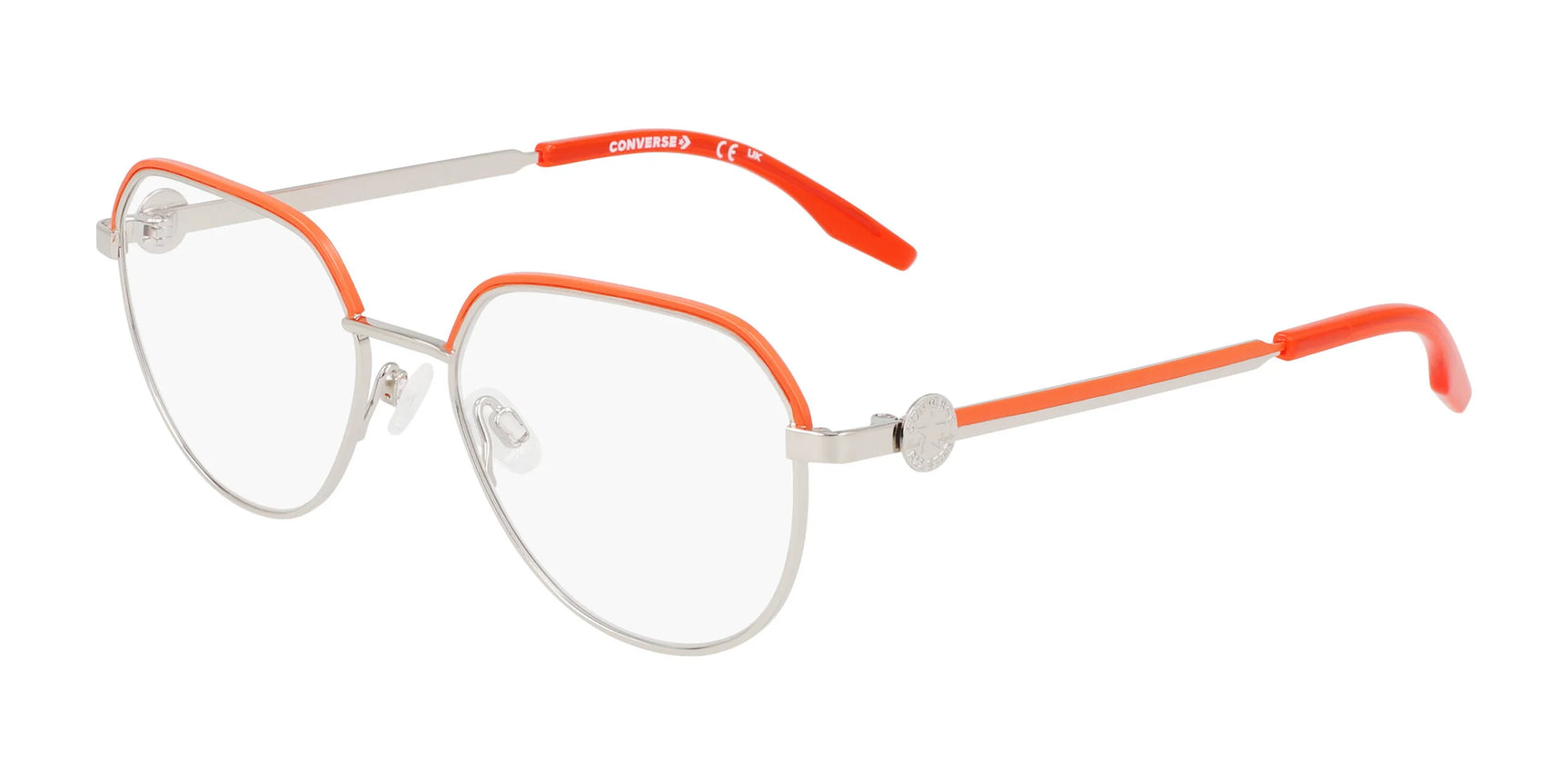 Converse CV1028 Eyeglasses Shiny Silver / Vermillion Red Converse CV1028 Eyeglasses Shiny Silver / Vermillion Red