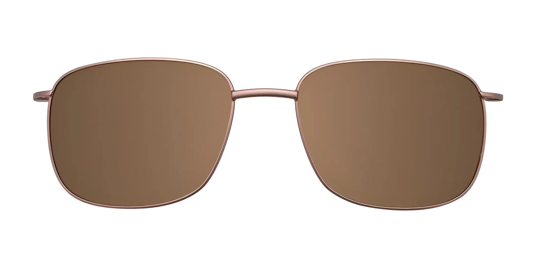 The CoolClip CC838 Eyeglasses with Clip-on Sunglasses | Size 55 by CoolClip feature brown rectangle full-rim thin metal frames, displayed front-facing on a white background for a modern, versatile style. The CoolClip CC838 Eyeglasses with Clip-on Sunglasses | Size 55 by CoolClip feature brown rectangle full-rim thin metal frames, displayed front-facing on a white background for a modern, versatile style.