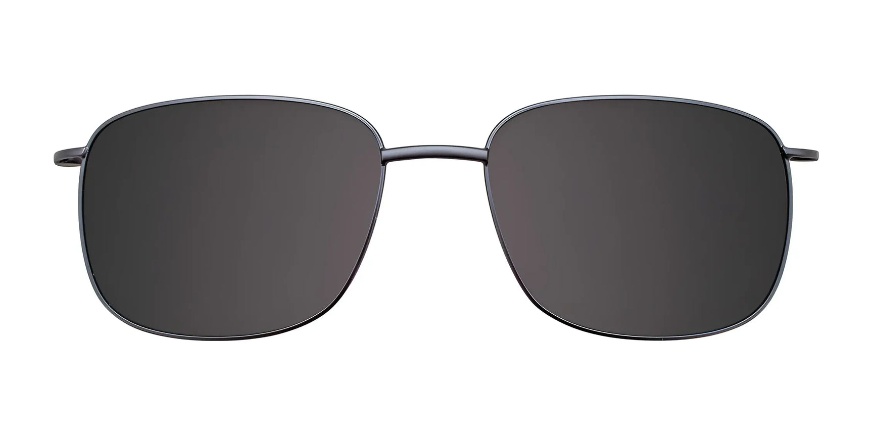 The CoolClip CC838 Eyeglasses with Clip-on Sunglasses (Size 55) by CoolClip feature a sleek black rectangular full-rim design with thin metal frames and dark lenses, offering modern style and versatility. Shown on a white background. The CoolClip CC838 Eyeglasses with Clip-on Sunglasses (Size 55) by CoolClip feature a sleek black rectangular full-rim design with thin metal frames and dark lenses, offering modern style and versatility. Shown on a white background.