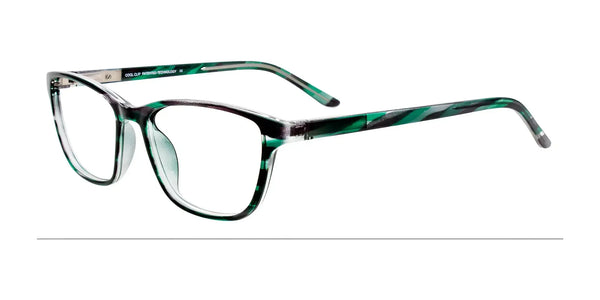 Coolclip CC841 Eyeglasses with Clip-on Sunglasses | Size 49 / Blue Green Marbled