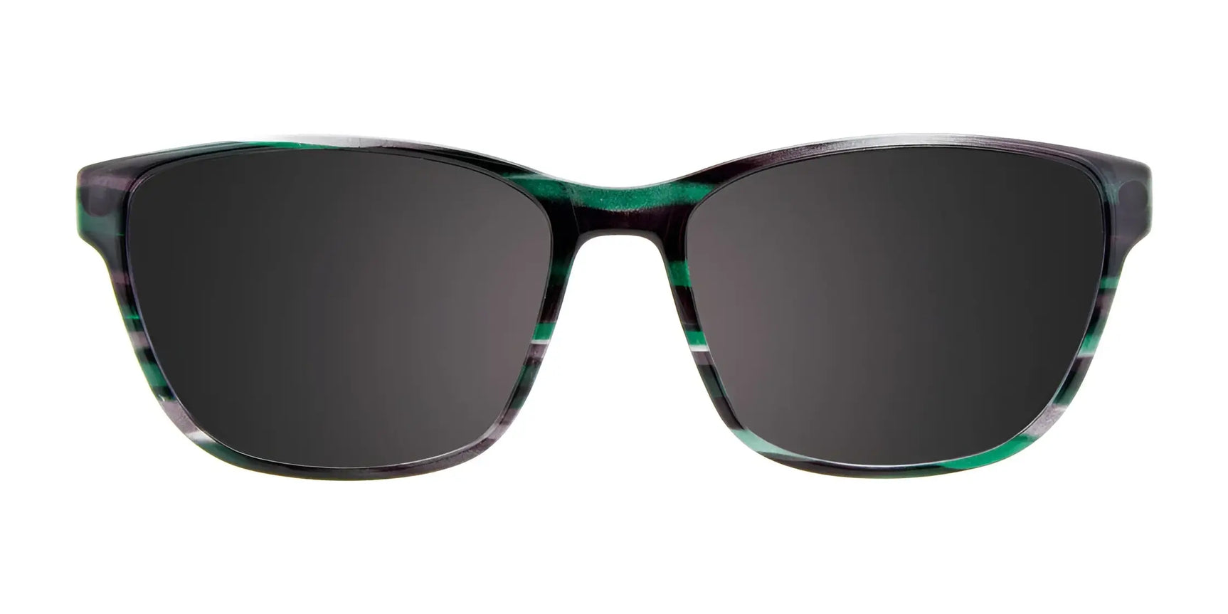 CoolClip CC841 Eyeglasses with Clip-on Sunglasses, size 49, by CoolClip. Black polarized lenses and a green-gray patterned frame, shown front-facing on a white background. Stylish design inspired by CoolClip Eyeglasses for modern flair. CoolClip CC841 Eyeglasses with Clip-on Sunglasses, size 49, by CoolClip. Black polarized lenses and a green-gray patterned frame, shown front-facing on a white background. Stylish design inspired by CoolClip Eyeglasses for modern flair.