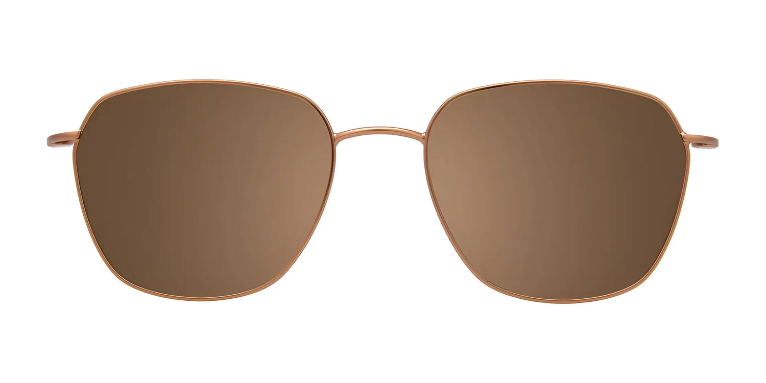 CoolClip CC845 Eyeglasses with Clip-on Sunglasses by CoolClip, Size 51—brown metal frame with rectangular brown-tinted polarized clip-on lenses, shown on a white background. CoolClip CC845 Eyeglasses with Clip-on Sunglasses by CoolClip, Size 51—brown metal frame with rectangular brown-tinted polarized clip-on lenses, shown on a white background.