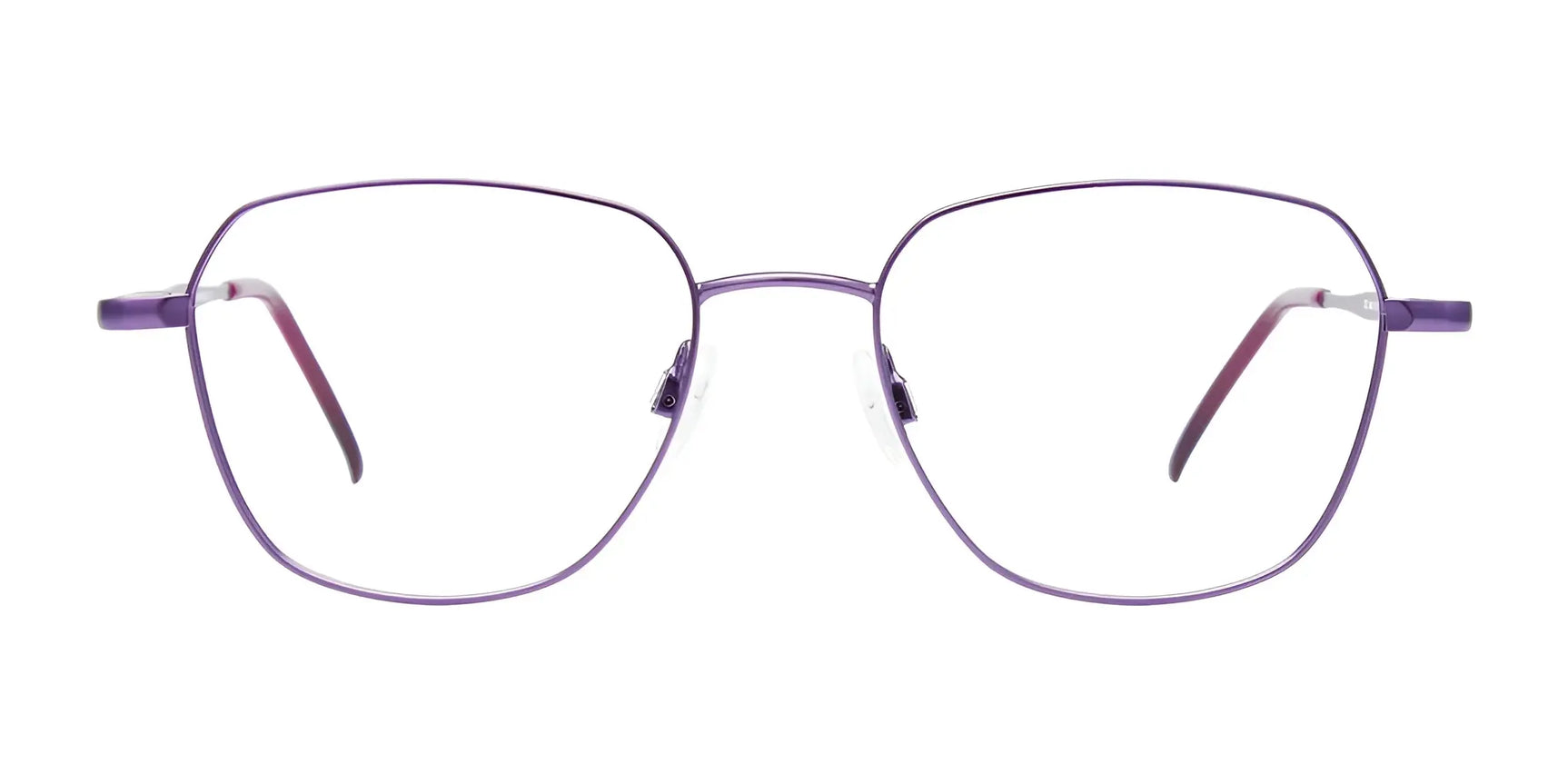 CoolClip CC845 eyeglasses by CoolClip in purple feature thin rectangular rims and a clip-on design for easy transition to polarized sunglasses. Size 51. Shown on a white background. CoolClip CC845 eyeglasses by CoolClip in purple feature thin rectangular rims and a clip-on design for easy transition to polarized sunglasses. Size 51. Shown on a white background.