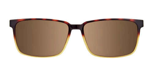 Coolclip CC847 Eyeglasses with Clip-on Sunglasses / Size 57 / Dark Demi Amber & Light Crystal Amber/Dark Amber