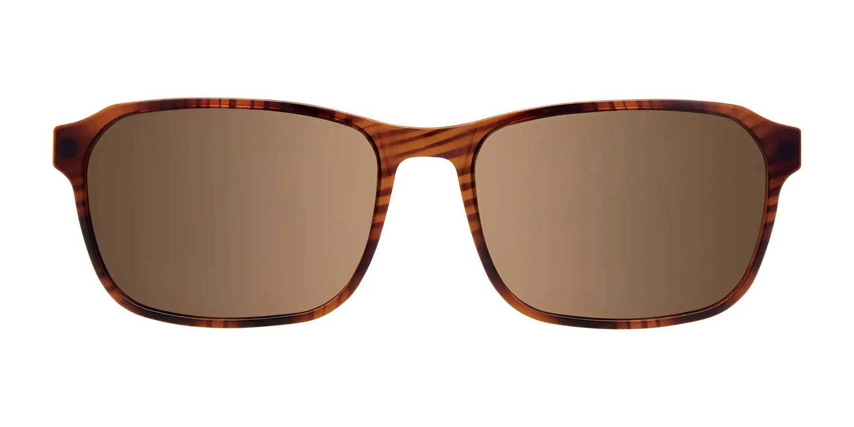 The CoolClip CC849 Rectangle Full-Rim eyeglasses with clip-on brown tinted sunglasses, by CoolClip, shown on a white background. The CoolClip CC849 Rectangle Full-Rim eyeglasses with clip-on brown tinted sunglasses, by CoolClip, shown on a white background.