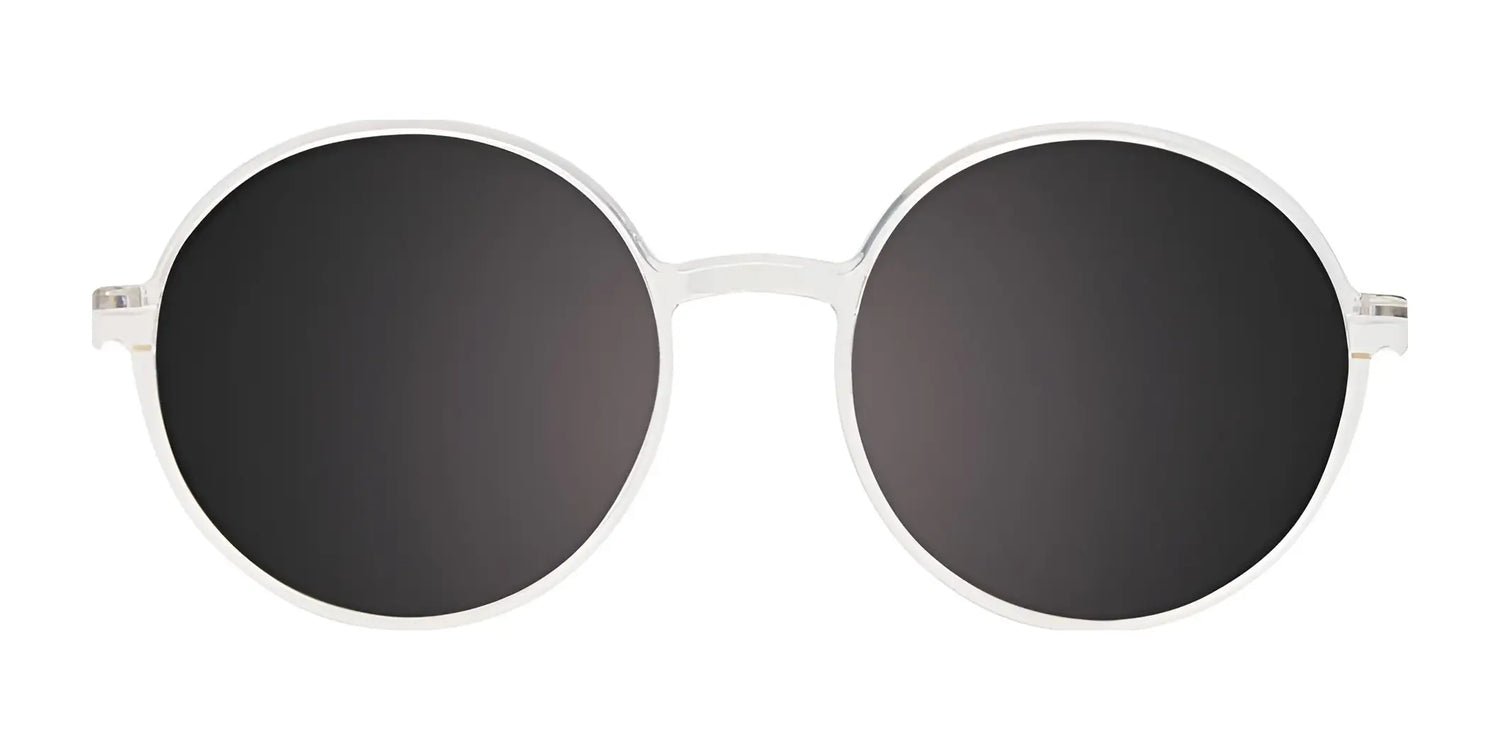 CoolClip CC850 Eyeglasses with Clip-on Sunglasses (Size 50) by CoolClip, featuring round black lenses and clear frames, displayed on a white background—ideal as stylish clip-ons for your prescription glasses. CoolClip CC850 Eyeglasses with Clip-on Sunglasses (Size 50) by CoolClip, featuring round black lenses and clear frames, displayed on a white background—ideal as stylish clip-ons for your prescription glasses.