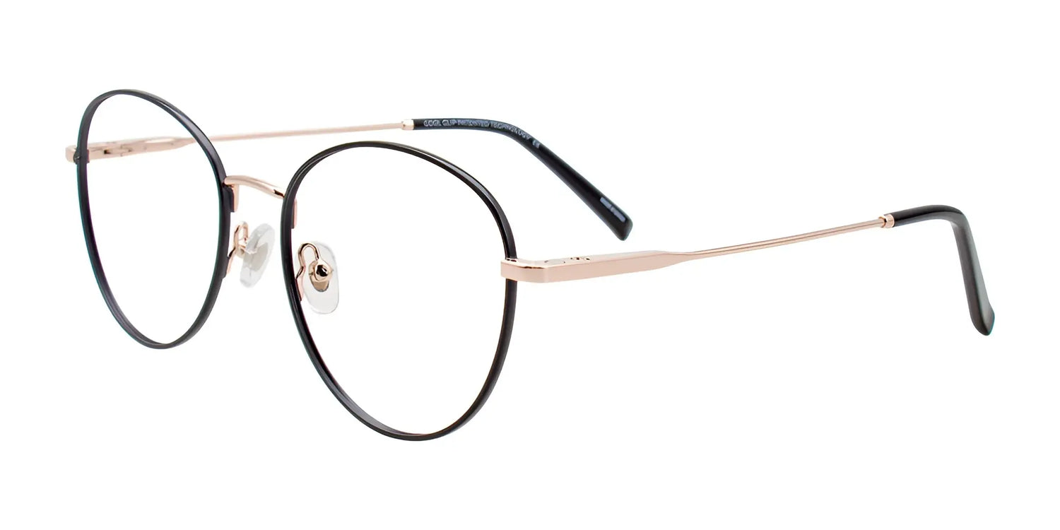 CoolClip CC852 Eyeglasses with Clip-on Sunglasses Black & Pink Gold CoolClip CC852 Eyeglasses with Clip-on Sunglasses Black & Pink Gold