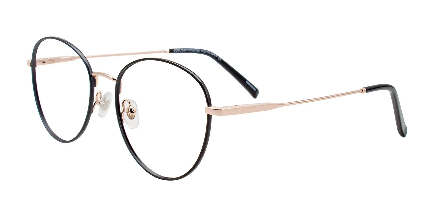CoolClip CC852 Eyeglasses with Clip-on Sunglasses Black & Pink Gold CoolClip CC852 Eyeglasses with Clip-on Sunglasses Black & Pink Gold