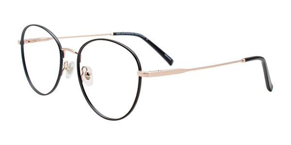 Coolclip CC852 Eyeglasses with Clip-on Sunglasses | Size 53 / Black & Pink Gold