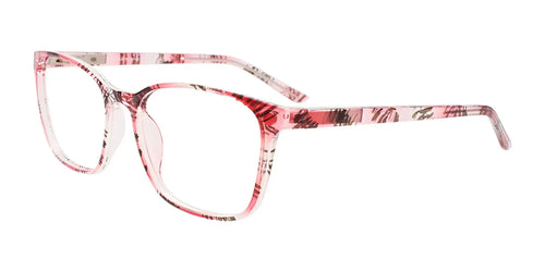 Coolclip CC853 Eyeglasses with Clip-on Sunglasses / Size 53 / Tr. Red & Black Lines