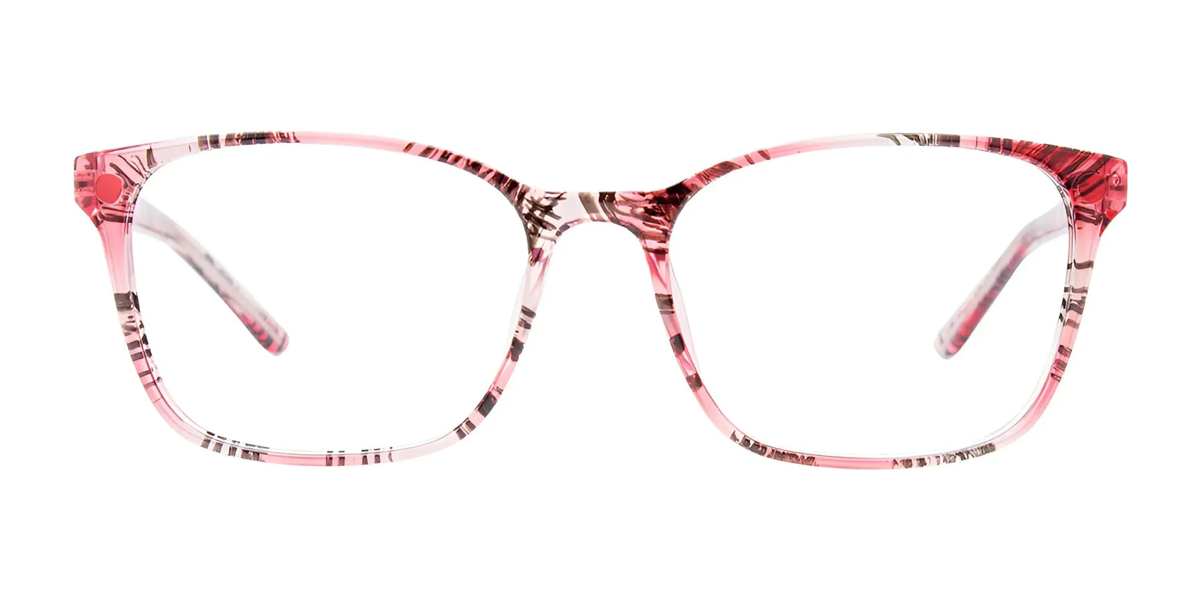 CoolClip CC853 Eyeglasses with Clip-on Sunglasses | Size 53 by CoolClip, shown in pink and clear rectangular thin frames from the front. Stylish and prescription-ready for daily use. CoolClip CC853 Eyeglasses with Clip-on Sunglasses | Size 53 by CoolClip, shown in pink and clear rectangular thin frames from the front. Stylish and prescription-ready for daily use.