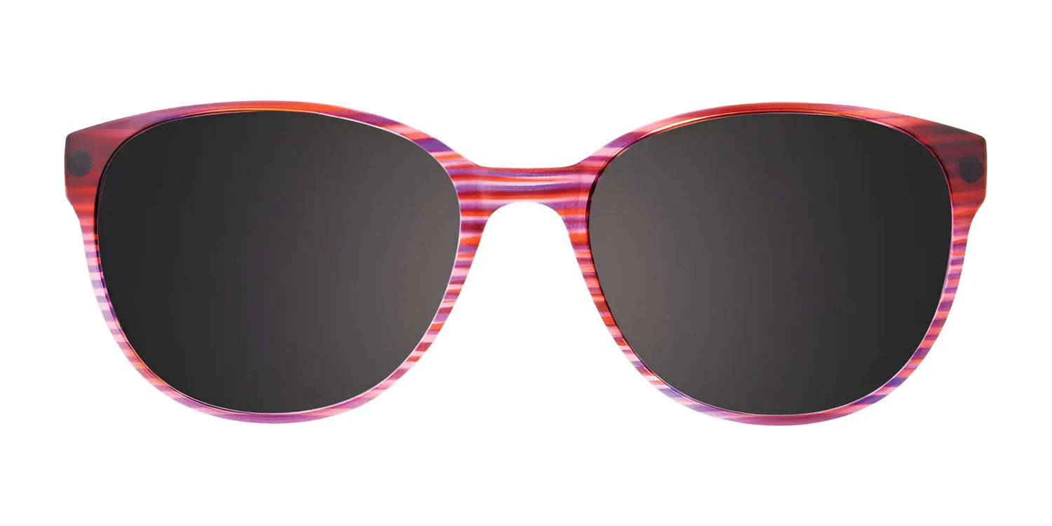 CoolClip CC854 Eyeglasses with Clip-on Sunglasses | Size 51 by CoolClip include purple and orange striped clip-on round black lenses, offering instant polarized sun protection and easy attachment on a white background. CoolClip CC854 Eyeglasses with Clip-on Sunglasses | Size 51 by CoolClip include purple and orange striped clip-on round black lenses, offering instant polarized sun protection and easy attachment on a white background.