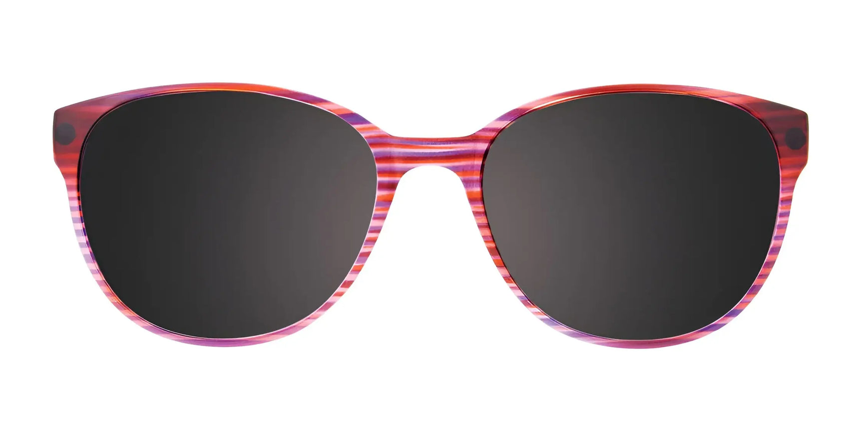 CoolClip CC854 Eyeglasses with Clip-on Sunglasses | Size 51 by CoolClip include purple and orange striped clip-on round black lenses, offering instant polarized sun protection and easy attachment on a white background. CoolClip CC854 Eyeglasses with Clip-on Sunglasses | Size 51 by CoolClip include purple and orange striped clip-on round black lenses, offering instant polarized sun protection and easy attachment on a white background.