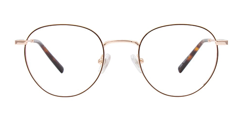 Coolclip CC856 Eyeglasses with Clip-on Sunglasses / Size 48 / Brown & Gold