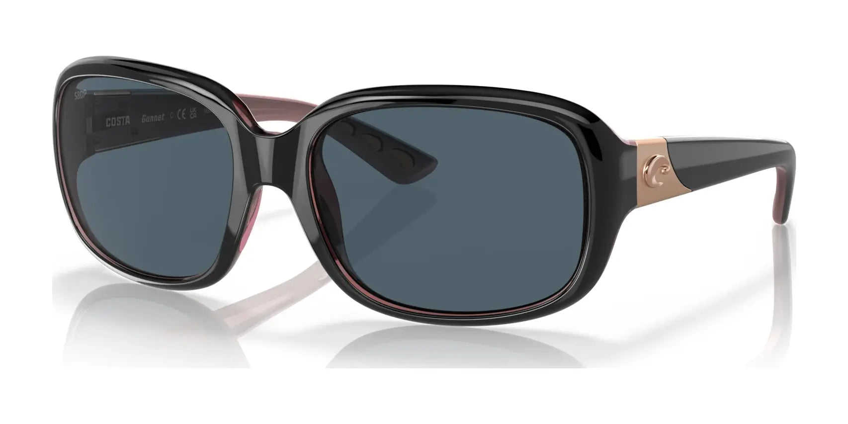 Costa GANNET 6S9041 Sunglasses Shiny Black / Hibiscus / Gray (Polarized) Costa GANNET 6S9041 Sunglasses Shiny Black / Hibiscus / Gray (Polarized)