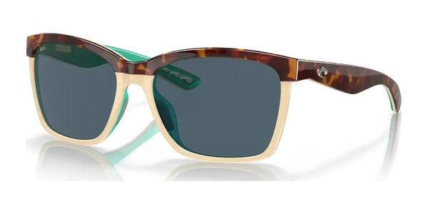 Costa ANAA 6S9053 Sunglasses | Size 55 / Shiny Retro Tortoise/Cream/Mint / Gray (Polarized) (3P 14%) №905302