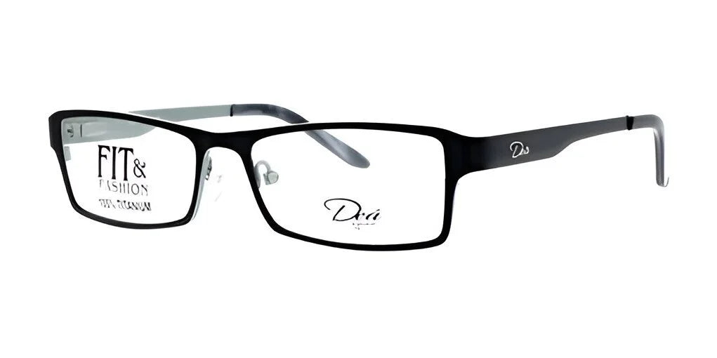 The DEA Eyewear EULA Eyeglasses | Size 53 are sleek black rectangle-shaped glasses that feature branded logos on the lenses and arms. The DEA Eyewear EULA Eyeglasses | Size 53 are sleek black rectangle-shaped glasses that feature branded logos on the lenses and arms.