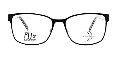 The DEA Preferred ASTI Eyeglasses | Size 58 offer a sleek design with a black rectangular frame. The left lens features the text "Fit & Fashion" while the right showcases "Dig Festival 2021," ensuring superior clarity.