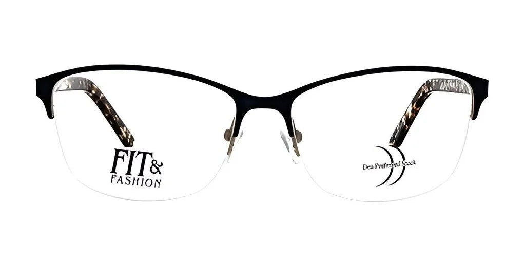 The black half-rim glasses, representing the sophisticated style of DEA Preferred TERAMO Eyeglasses in size 59, come with "Fit & Fashion" and "Do Different Spex" printed on the lenses for a chic look. The black half-rim glasses, representing the sophisticated style of DEA Preferred TERAMO Eyeglasses in size 59, come with "Fit & Fashion" and "Do Different Spex" printed on the lenses for a chic look.