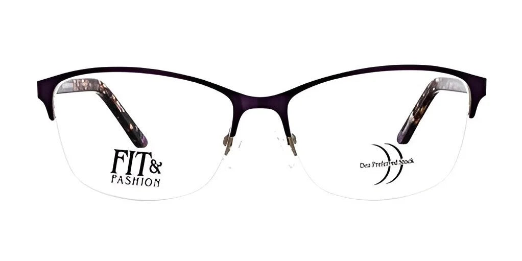 A pair of DEA Preferred TERAMO Eyeglasses, size 59, showcasing frameless lenses with dark temples and the "Fit & Fashion" logo on the left lens. A pair of DEA Preferred TERAMO Eyeglasses, size 59, showcasing frameless lenses with dark temples and the "Fit & Fashion" logo on the left lens.