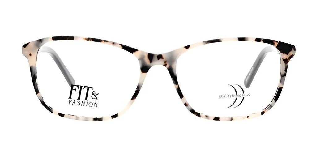 The DEA Preferred TRIESTE Eyeglasses, Size 59, feature stylish tortoiseshell frames and clear lenses that enhance vision, with "FIT & FASHION" and a logo displayed on the lenses. The DEA Preferred TRIESTE Eyeglasses, Size 59, feature stylish tortoiseshell frames and clear lenses that enhance vision, with "FIT & FASHION" and a logo displayed on the lenses.