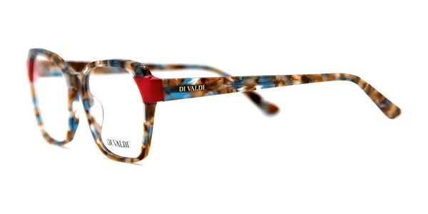 Di Valdi DVO8225 Eyeglasses | Size 53 / Demi Brown Blue Red